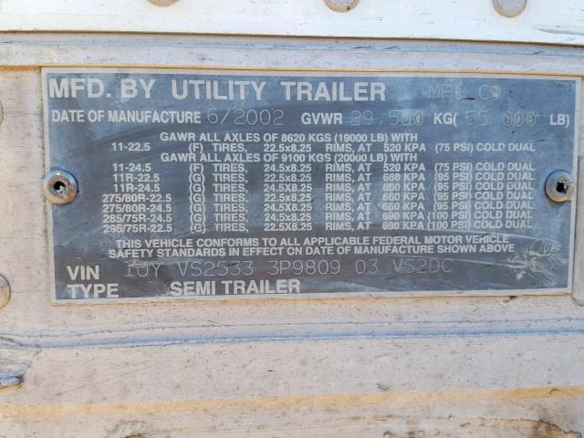 10YVS25333P980903 - 2003 UTILITY TRAILER WHITE photo 10
