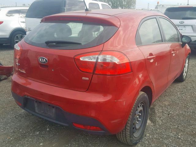 KNADM5A35D6307756 - 2013 KIA RIO LX RED photo 4