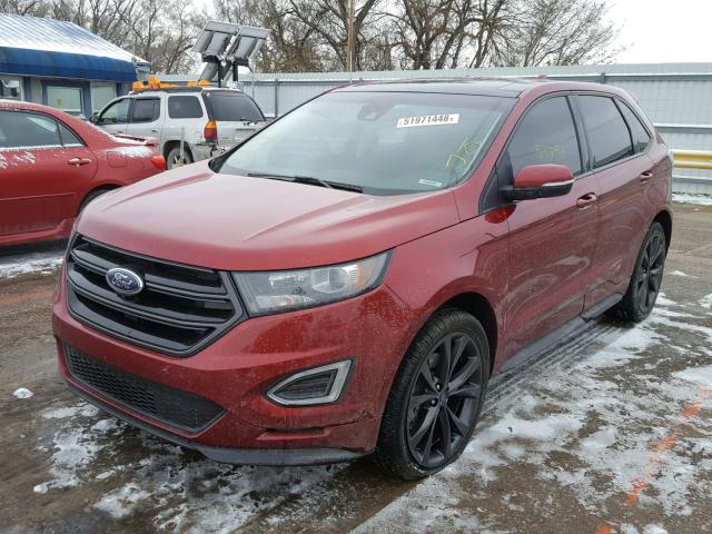 2FMTK4AP2FBB58871 - 2015 FORD EDGE SPORT RED photo 2