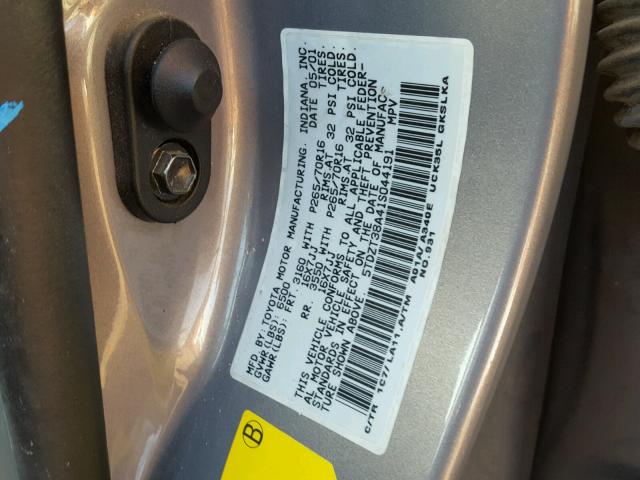 5TDZT38A41S044191 - 2001 TOYOTA SEQUOIA LI SILVER photo 10