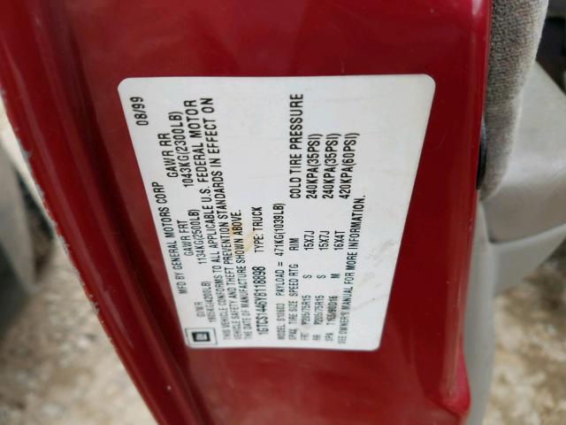 1GTCS1446Y8118898 - 2000 GMC SONOMA RED photo 10