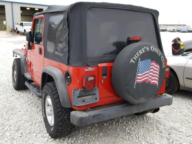 1J4FA39S14P733890 - 2004 JEEP WRANGLER X RED photo 3