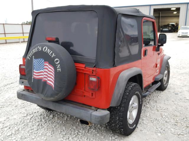 1J4FA39S14P733890 - 2004 JEEP WRANGLER X RED photo 4