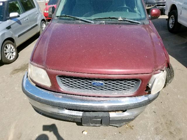 1FTZX1721WNC30156 - 1998 FORD F150 BURGUNDY photo 7