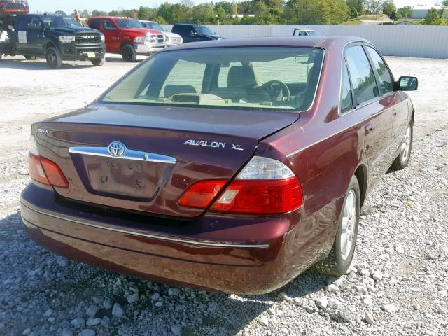 4T1BF28B83U269882 - 2003 TOYOTA AVALON XL BURGUNDY photo 4