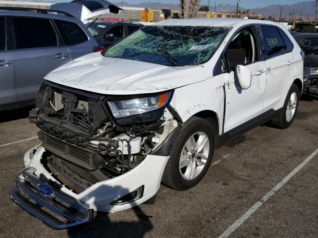 2FMTK3J92FBC12343 - 2015 FORD EDGE SEL WHITE photo 2