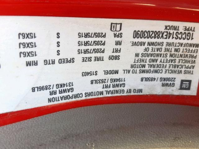 1GCCS14EX88203090 - 2008 CHEVROLET COLORADO RED photo 10