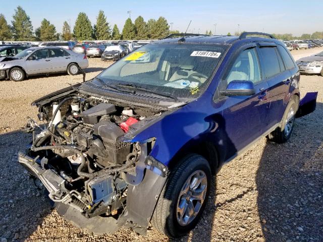 2FMDK3JC0DBB01545 - 2013 FORD EDGE SEL BLUE photo 2