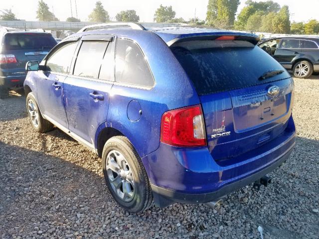 2FMDK3JC0DBB01545 - 2013 FORD EDGE SEL BLUE photo 3