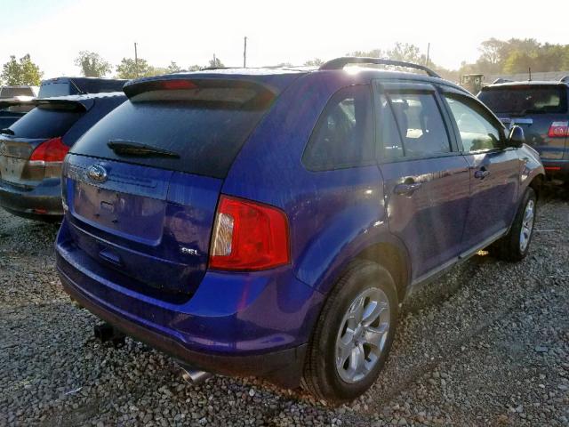 2FMDK3JC0DBB01545 - 2013 FORD EDGE SEL BLUE photo 4