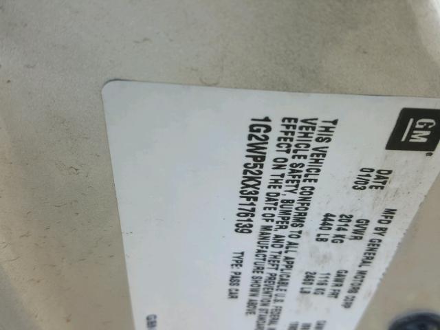 1G2WP52KX3F176139 - 2003 PONTIAC GRAND PRIX ნაცრისფერი ფოტო 10