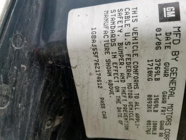 1G8AJ55F76Z174612 - 2006 SATURN ION LEVEL TAN photo 10