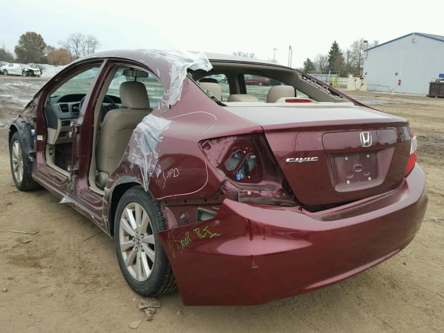 19XFB2F90CE026955 - 2012 HONDA CIVIC EXL BURGUNDY photo 3