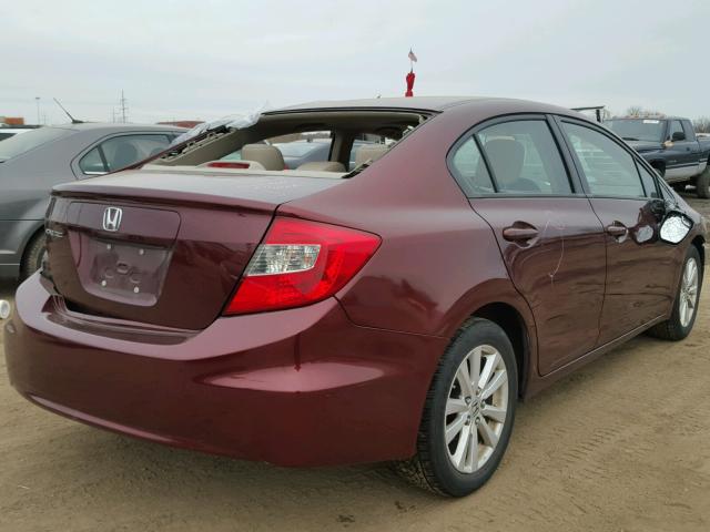 19XFB2F90CE026955 - 2012 HONDA CIVIC EXL BURGUNDY photo 4