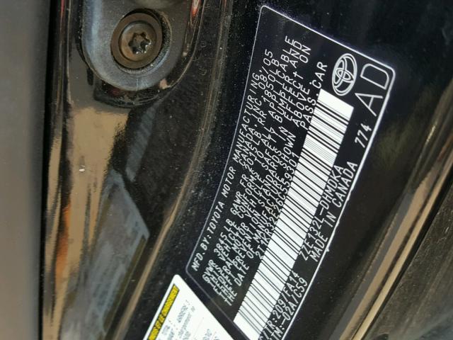 2T1KR32E26C559301 - 2006 TOYOTA COROLLA MA BLACK photo 10