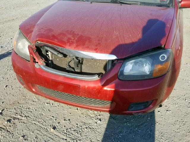 KNAFE222195599431 - 2009 KIA SPECTRA EX RED photo 9