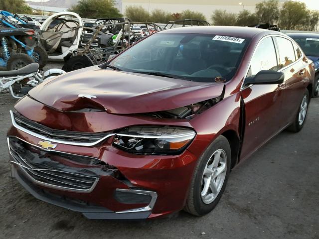 1G1ZB5ST1GF303701 - 2016 CHEVROLET MALIBU LS RED photo 2
