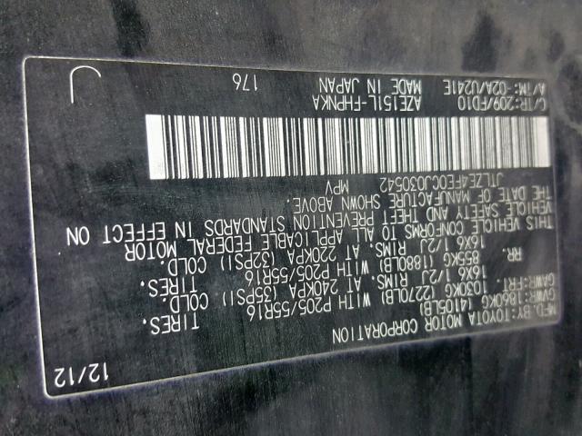 JTLZE4FE0CJ030542 - 2012 TOYOTA SCION XB Қара фото 10