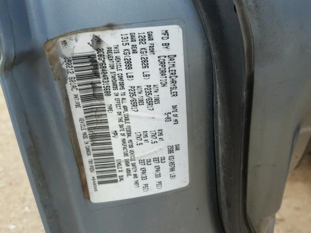 2C8GM68404R315680 - 2004 CHRYSLER PACIFICA BLUE photo 10