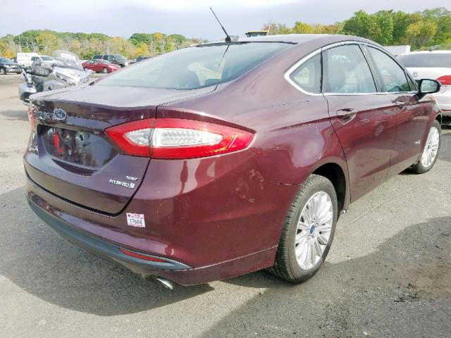 3FA6P0LUXDR224635 - 2013 FORD FUSION SE MAROON photo 4