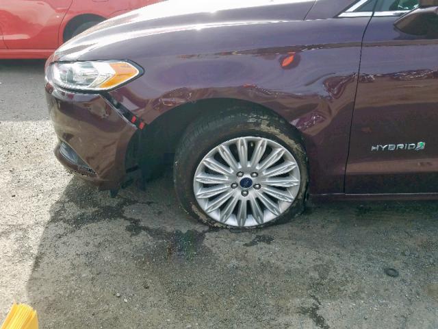 3FA6P0LUXDR224635 - 2013 FORD FUSION SE MAROON photo 9