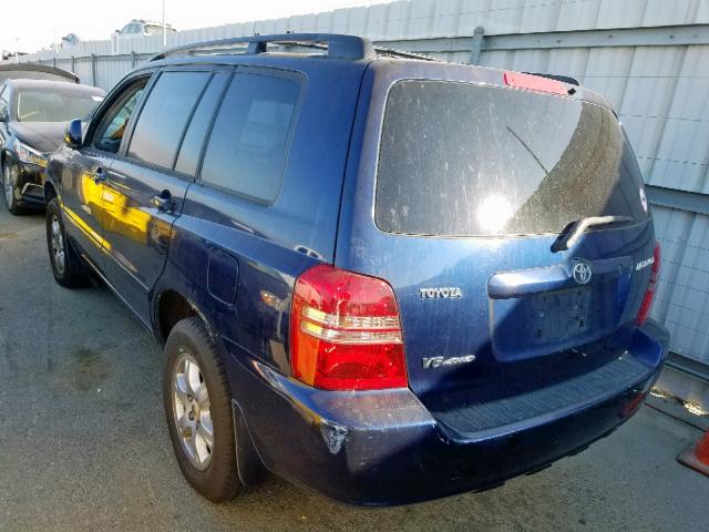 JTEHF21A220056069 - 2002 TOYOTA HIGHLANDER BLUE photo 3