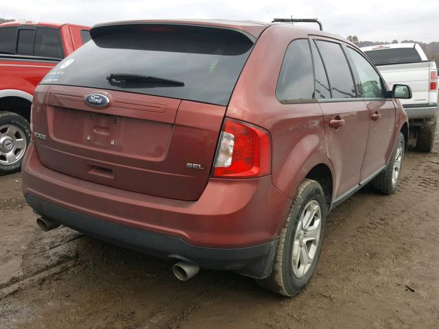 2FMDK3JC5EBB10145 - 2014 FORD EDGE SEL MAROON photo 4