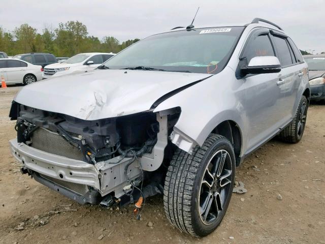 2FMDK3JC1EBA89214 - 2014 FORD EDGE SEL SILVER photo 2