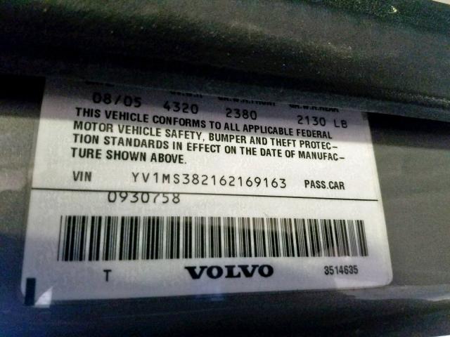 YV1MS382162169163 - 2006 VOLVO S40 2.4I SILVER photo 10