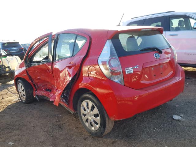 JTDKDTB39E1084522 - 2014 TOYOTA PRIUS C RED photo 3