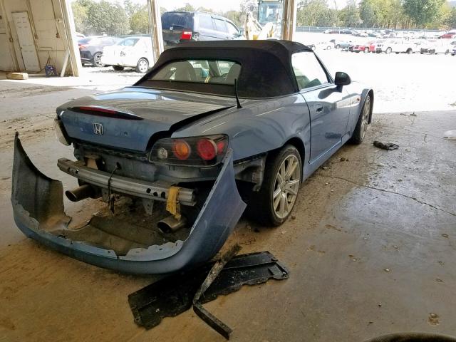 JHMAP21455S001605 - 2005 HONDA S2000 BLUE photo 4