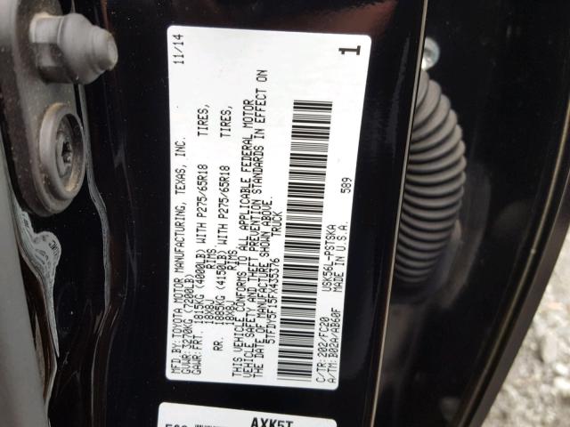 5TFDY5F15FX435376 - 2015 TOYOTA TUNDRA CRE BLACK photo 10