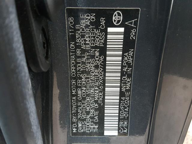 JTKDE167X90297796 - 2009 TOYOTA SCION TC 灰色 照片 10