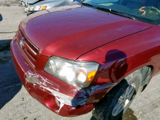 JTEDP21A960095128 - 2006 TOYOTA HIGHLANDER RED photo 9