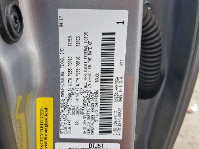 5TFEW5F1XHX224204 - 2017 TOYOTA TUNDRA CRE SILVER photo 10