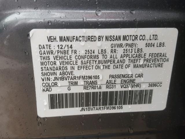 JN1BV7AR1FM396105 - 2015 INFINITI Q50 BASE GRAY photo 10