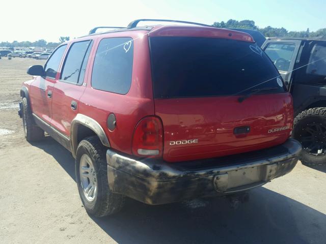 1B4HR48N22F201962 - 2002 DODGE DURANGO SL RED photo 3