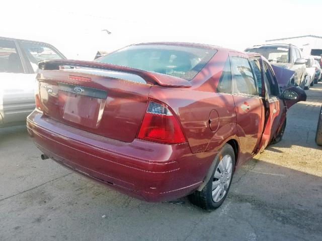 1FAFP34N07W186861 - 2007 FORD FOCUS ZX4 RED photo 4