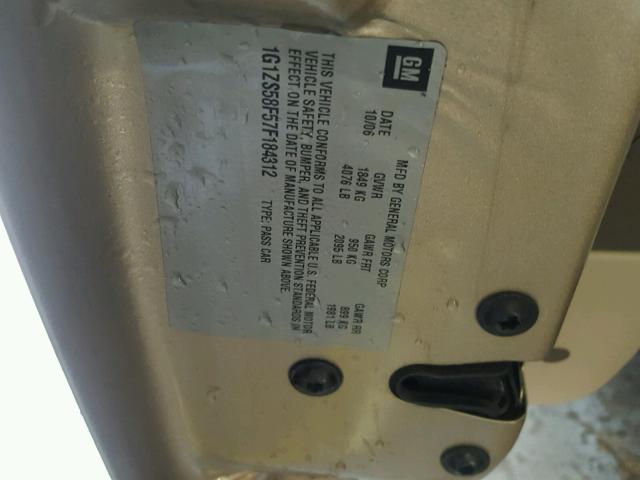 1G1ZS58F57F184312 - 2007 CHEVROLET MALIBU LS 棕色 照片 10