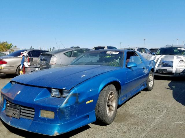 1G1FP23TXNL143432 - 1992 CHEVROLET CAMARO RS BLUE photo 2