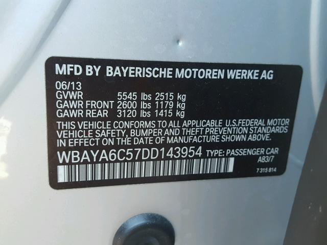 WBAYA6C57DD143954 - 2013 BMW 740 I SILVER photo 10