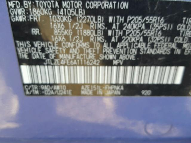 JTLZE4FE6A1116242 - 2010 TOYOTA SCION XB Көк фото 10