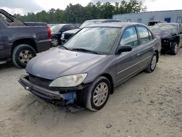 2HGES16695H540498 - 2005 HONDA CIVIC LX GRAY photo 2