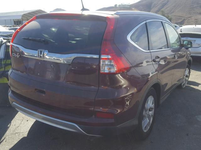 2HKRM3H79FH516996 - 2015 HONDA CR-V EXL BURGUNDY photo 4