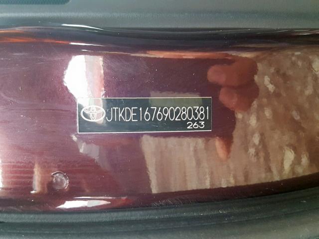 JTKDE167690280381 - 2009 TOYOTA SCION TC მუქწითელი ფოტო 10