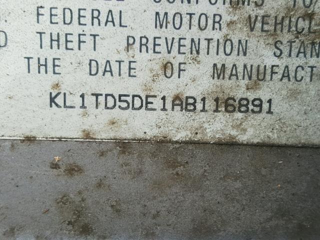 KL1TD5DE1AB116891 - 2010 CHEVROLET AVEO LS GRAY photo 10