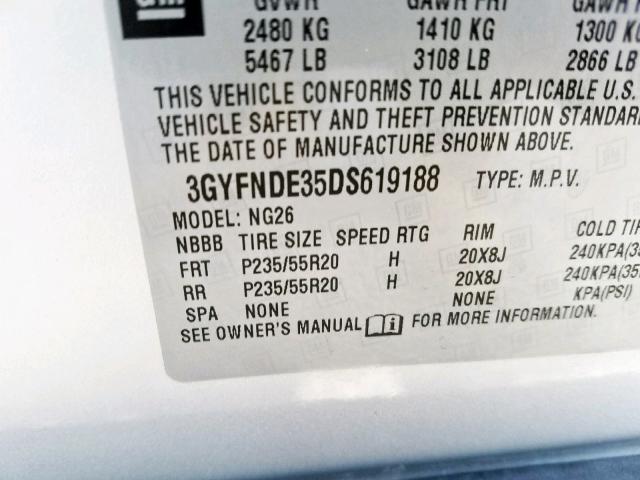 3GYFNDE35DS619188 - 2013 CADILLAC SRX PERFOR ვერცხლისფერი ფოტო 10