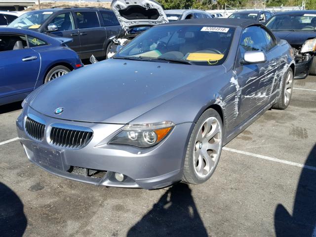 WBAEK73474B321290 - 2004 BMW 645 CI AUT GRAY photo 2