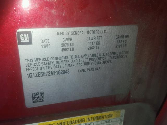 1G1ZE5E72AF162943 - 2010 CHEVROLET MALIBU LTZ 红色 照片 10