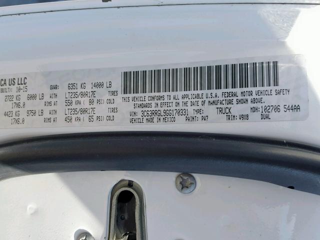 3C63RRGL9GG170331 - 2016 RAM 3500 ST WHITE photo 10